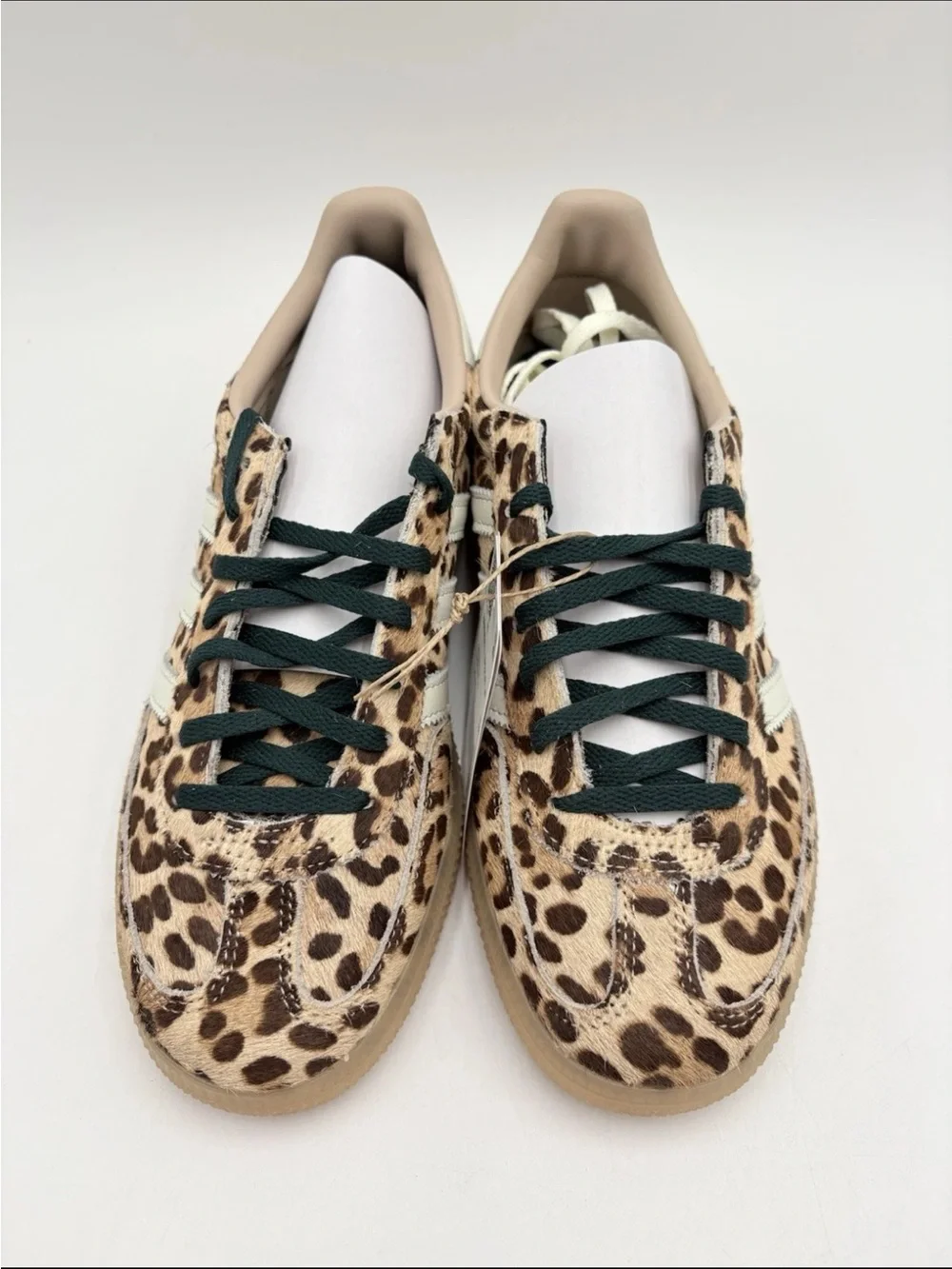 adidas Women's Leopard Print Gazelle Sneakers with Cream Stripes
